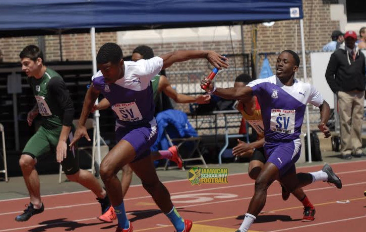 Kingston College team exchanges baton in their race