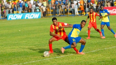 Game action between Cornwall College and Clarendon College