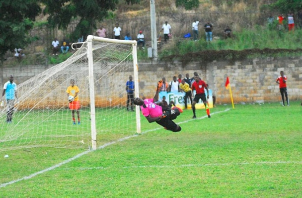 Clarendon College scores off a direct free kick