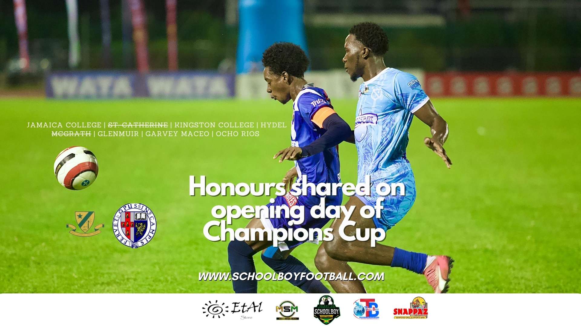 Champions Cup action between Jamaica College and McGrath. A brace from Dillon John sealed the deal for ten men JC to advance to the semi-finals of the Champions Cup.